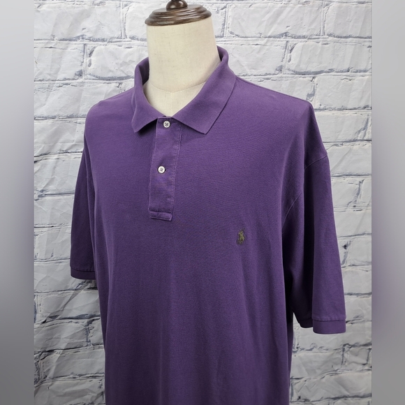 Polo Ralph Lauren Men's Polo Shirt Purple Brown Pony Size 2XLT TALL - Picture 1 of 14